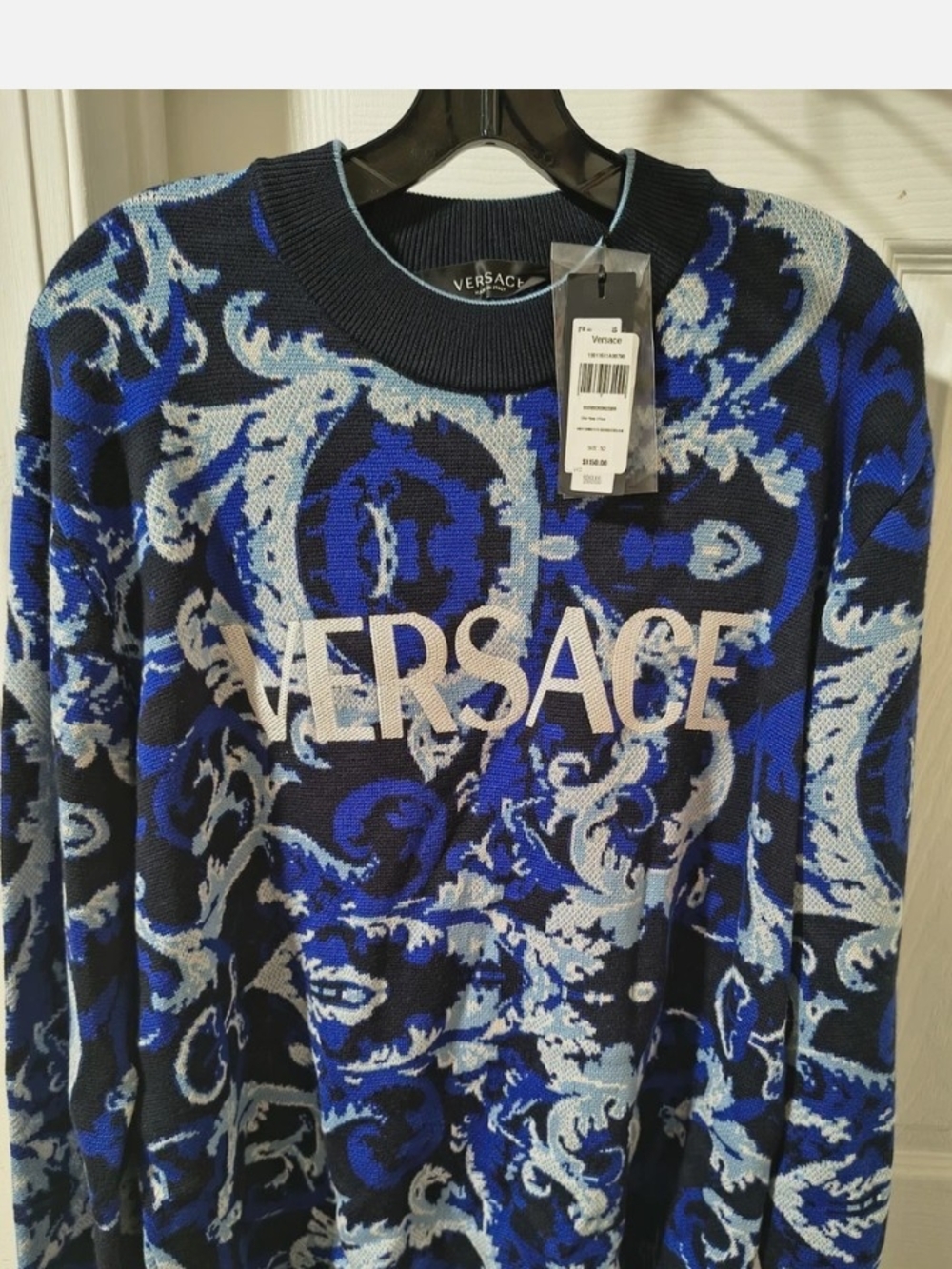 Versace Men's Blue Baroque Logo Sweater‎
